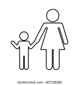 mother with son silhouette isolated icon vector illustration design