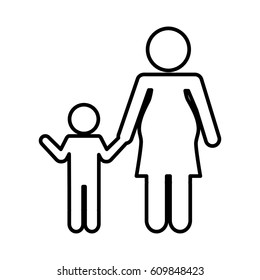 mother with son silhouette isolated icon vector illustration design