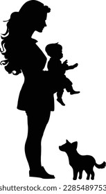 Mother and son Silhouette Vector art Design