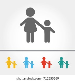 Mother and Son Single Icon Vector Illustration
