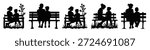 mother son sitting on park bench silhouette clip art set