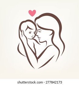 Mother Hugging Child Sketch Images Stock Photos Vectors