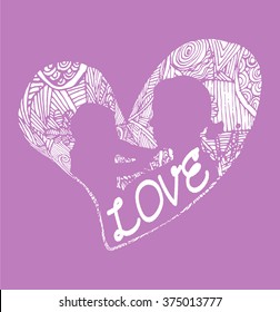mother and son stylized vector silhouette, outlined sketch of mom and child, purple white background, banner or flyer with text Mom for Happy Mothers Day celebration. modern mom.