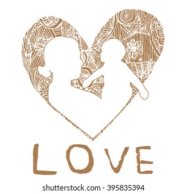 mother and son stylized vector silhouette, outlined sketch of mom and child, blue white background, banner or flyer with text Mom for Happy Mothers Day celebration. modern mom.