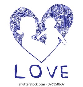 mother and son stylized vector silhouette, outlined sketch of mom and child, red white background, banner or flyer with text Mom for Happy Mothers Day celebration. modern mom.