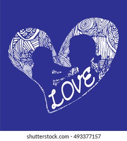 mother and son stylized vector silhouette, outlined sketch of mom and child, blue white background, banner or flyer with text Mom for Happy Mothers Day celebration. modern mom.
