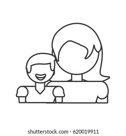 mother with son together outline
