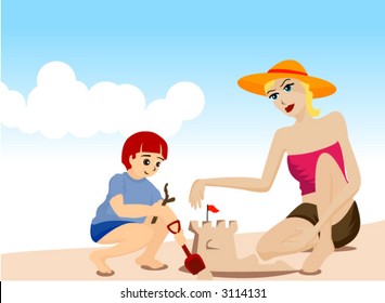 Mother and Son - Vector
