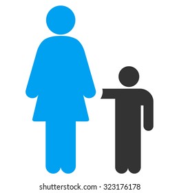 Mother With Son vector icon. Style is bicolor flat symbol, blue and gray colors, rounded angles, white background.