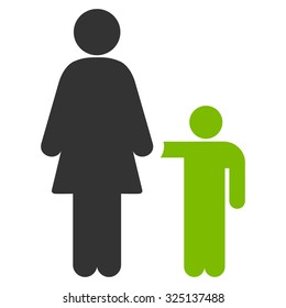 Mother With Son vector icon. Style is bicolor flat symbol, eco green and gray colors, rounded angles, white background.