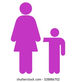 Mother With Son vector icon. Style is flat symbol, violet color, rounded angles, white background.