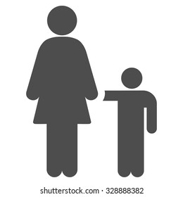 Mother With Son vector icon. Style is flat symbol, gray color, rounded angles, white background.
