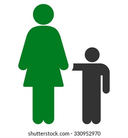 Mother With Son vector icon. Style is bicolor flat symbol, green and gray colors, rounded angles, white background.