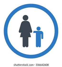 Mother With Son vector icon. Style is bicolor flat rounded symbol, smooth blue colors, rounded angles, white background.