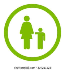Mother With Son vector icon. Style is flat rounded symbol, eco green color, rounded angles, white background.