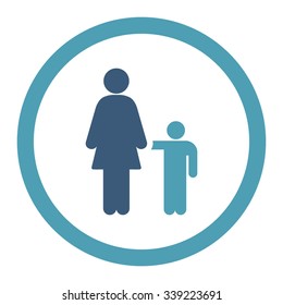 Mother With Son vector icon. Style is bicolor flat rounded symbol, cyan and blue colors, rounded angles, white background.