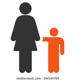 Mother With Son vector icon. Style is bicolor flat symbol, orange and gray colors, rounded angles, white background.