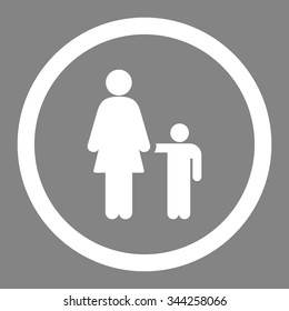 Mother With Son vector icon. Style is flat rounded symbol, white color, rounded angles, gray background.