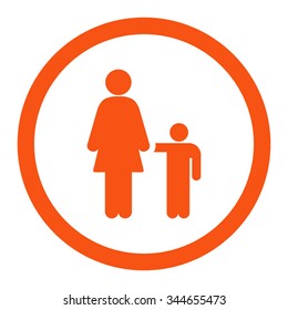 Mother With Son vector icon. Style is flat rounded symbol, orange color, rounded angles, white background.