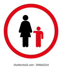 Mother With Son vector icon. Style is bicolor flat rounded symbol, intensive red and black colors, rounded angles, white background.
