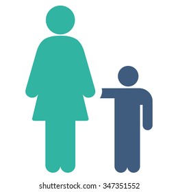 Mother With Son vector icon. Style is bicolor flat symbol, cobalt and cyan colors, rounded angles, white background.