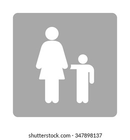 Mother With Son vector icon. Style is flat rounded square button, white and silver colors, white background.