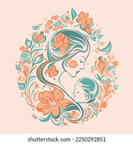 Mother and son in vectors