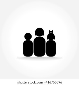 Mother, son,daughter together  - vector icon. Family Icon, Family Icon Vector, Family Icon Flat, Family Icon Sign, Family Icon App, Family Icon Logo.