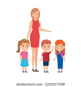 mother with sons and daughter characters