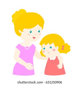 Mother Soothes Crying Daughter Vector Illustration Stock Vector ...