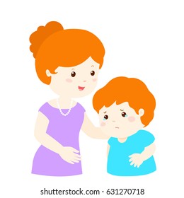 Mother soothes crying son vector illustration
