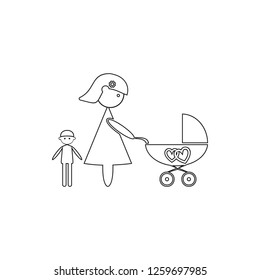 mother with a stroller icon. Element of cyber security for mobile concept and web apps icon. Thin line icon for website design and development, app development