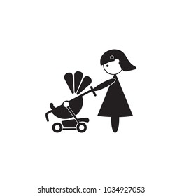 mother with a stroller icon. Illustration of family values icon. Premium quality graphic design. Signs and symbols icon for websites, web design, mobile app on white background