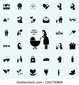 mother with a stroller icon. Mother's Day icons universal set for web and mobile