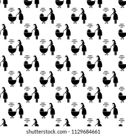 mother with a stroller icon in Pattern style on white background