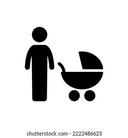 mother with stroller icon, simple black park vector icon