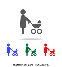 mother with stroller icon in a simple style icon. Elements of family multi colored icons. Premium quality graphic design icon on white background