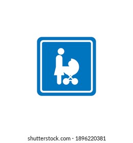  mother with stroller icon in simple icon style. Vector illustration on white background