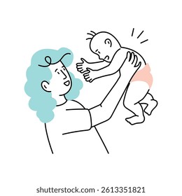Mother Support Vector Style Illustration