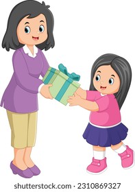a mother surprised her daughter by giving a big gift of illustration
