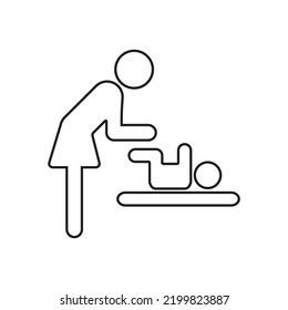 Mother swaddles the baby icon. Mother's room sign. Editable stroke. Vector graphics