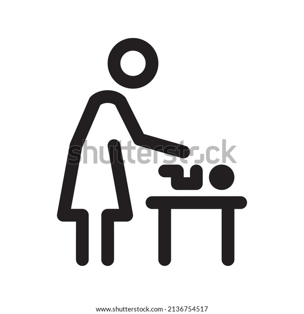 Mother swaddles the baby icon. Mother\'s room\
sign. Editable stroke. Vector\
graphics