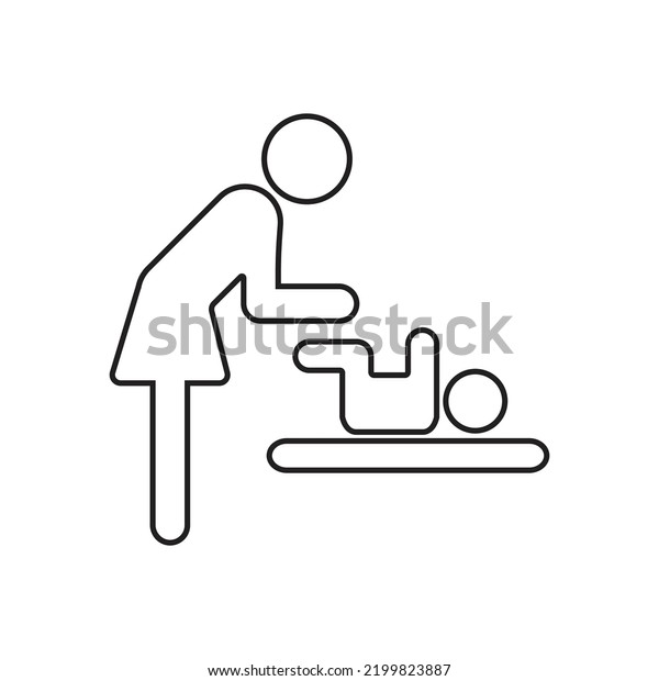 Mother swaddles the baby icon. Mother's room
sign. Editable stroke. Vector
graphics