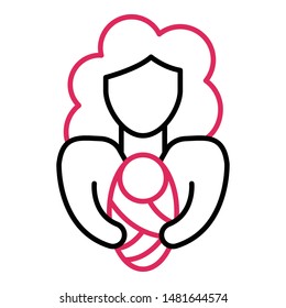 Mother take baby icon. Outline mother take baby vector icon for web design isolated on white background