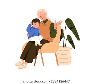 Mamá hablando con un niño. Comunicación con mamá y niños pequeños. Relación padre-hijo, concepto educativo. Mujer hablando, explicándole a su pequeño hijo. Ilustración vectorial plana aislada en fondo blanco