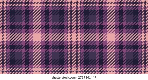 Muttertextur nahtloser Vektor, Halloween-Check-Tartan-Muster. Relief Textil Hintergrund kariert in rosa und violetten Farben Palette.