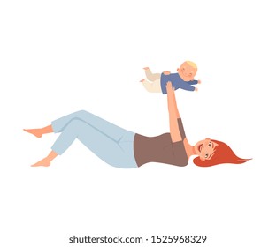 Mother toys with baby character Illustration Vector