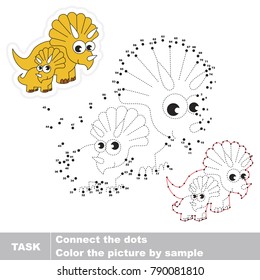 Mother Triceratiops and her baby Smiling. Dot to dot educational game for kids.