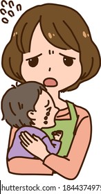 Mother in trouble with a sly baby while raising a child