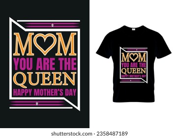 Mother T-Shirt-Happy Mother's Day-Love You Mom Typography T-Shirt.